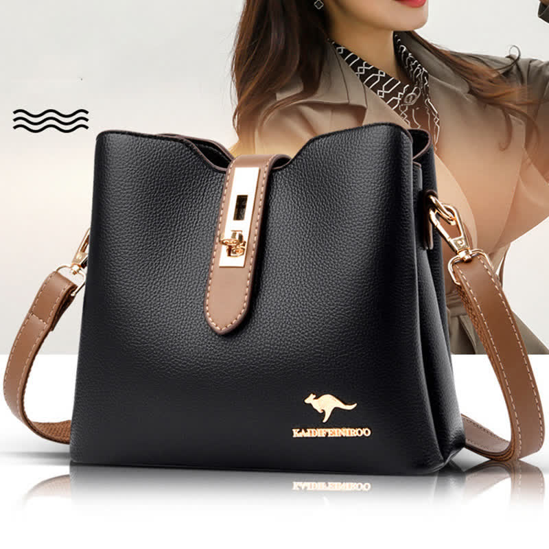 Triple Compartment Small Crossbody Bag for Women Leather Shoulder Purses Handbag