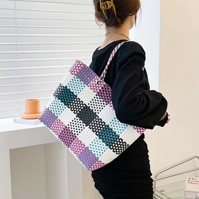 Large Capacity Woven Handbag Handmade Weaving Tote Bag for Beach Shopping