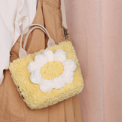 Large Capacity Cute Lamb Hair Tote Crossbody Bag