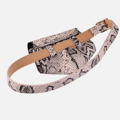 Snakeskin Grain Waist Bag For Women Vegan Leather Belt Bag