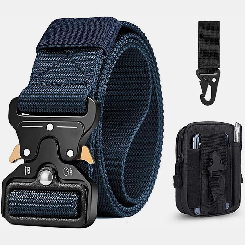 Mens Tactical Belt Military Nylon Web Duty Belt with Pouch&Hook