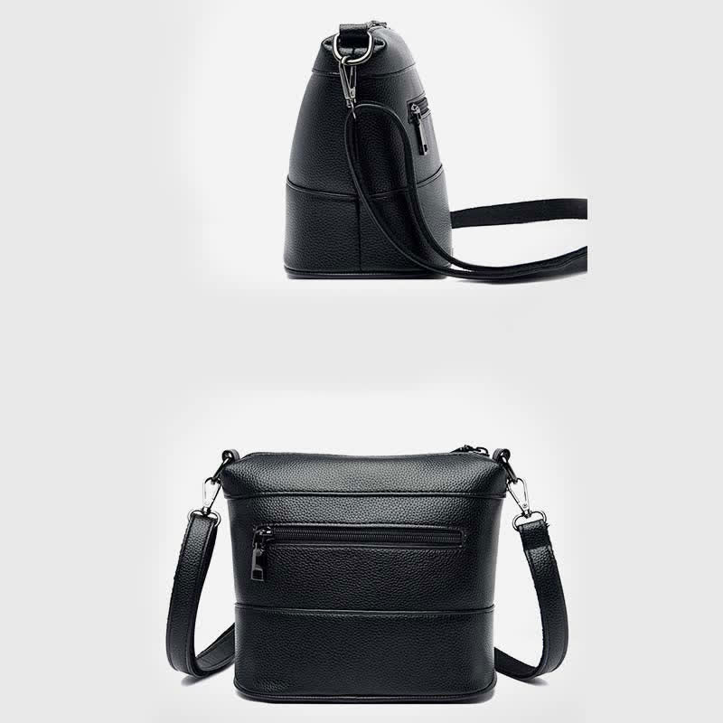 Leather Bucket Bag for Women Small Shoulder Bag with Crossbody Strap