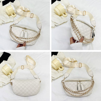 Rhomboid Quilted Chest Bag Women Chain Decor Waist Bag