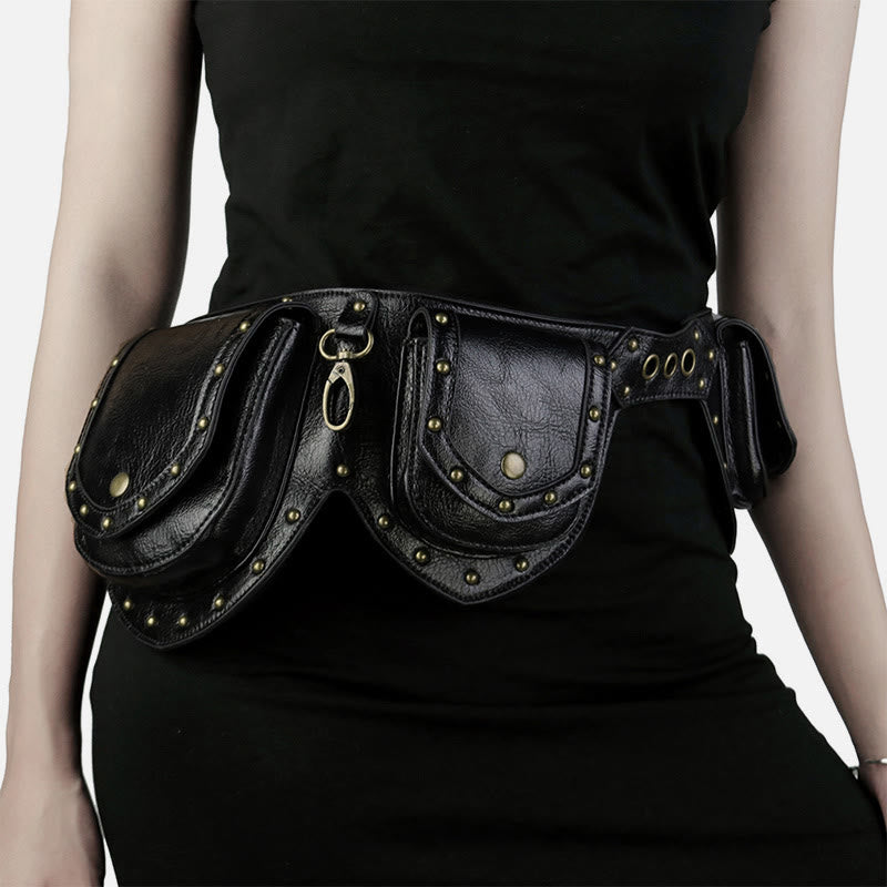 Punk Rivet Waist Bag For Women Multifunctional Carry Crossbody Bag