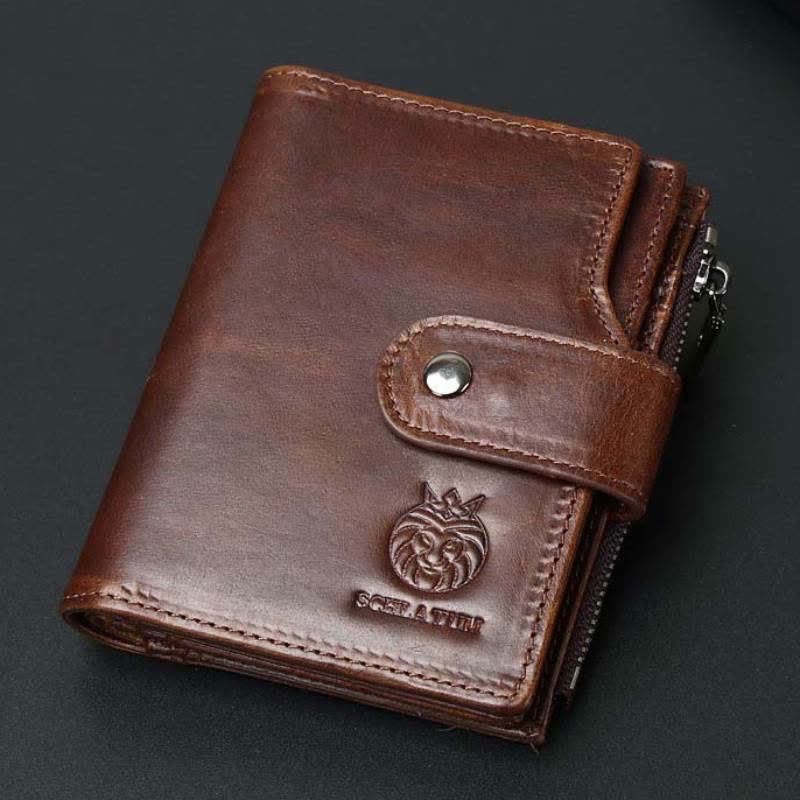 Multi-Slot Genuine Leather Wallet for Men Anti-theft RFID Blocking Card Case