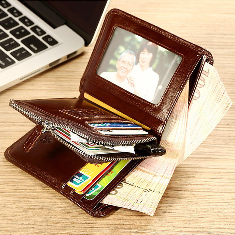 Solid RFID Genuine Leather Wallet Organizer Purse