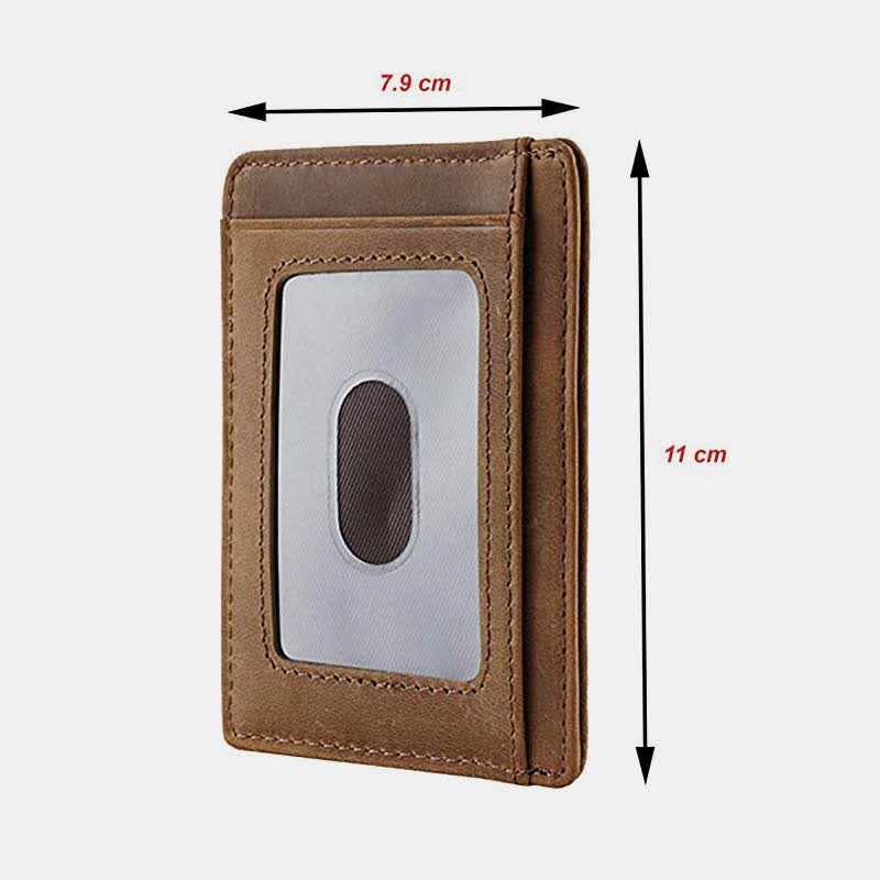 Minimalist Slim Personalized Engraved Leather Wallet RFID Blocking Card Holder