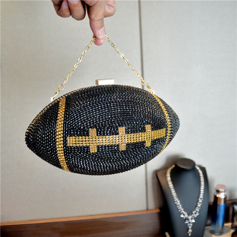 Rhinestone Banquet Evening Bag For Women Sparkle Football Purse