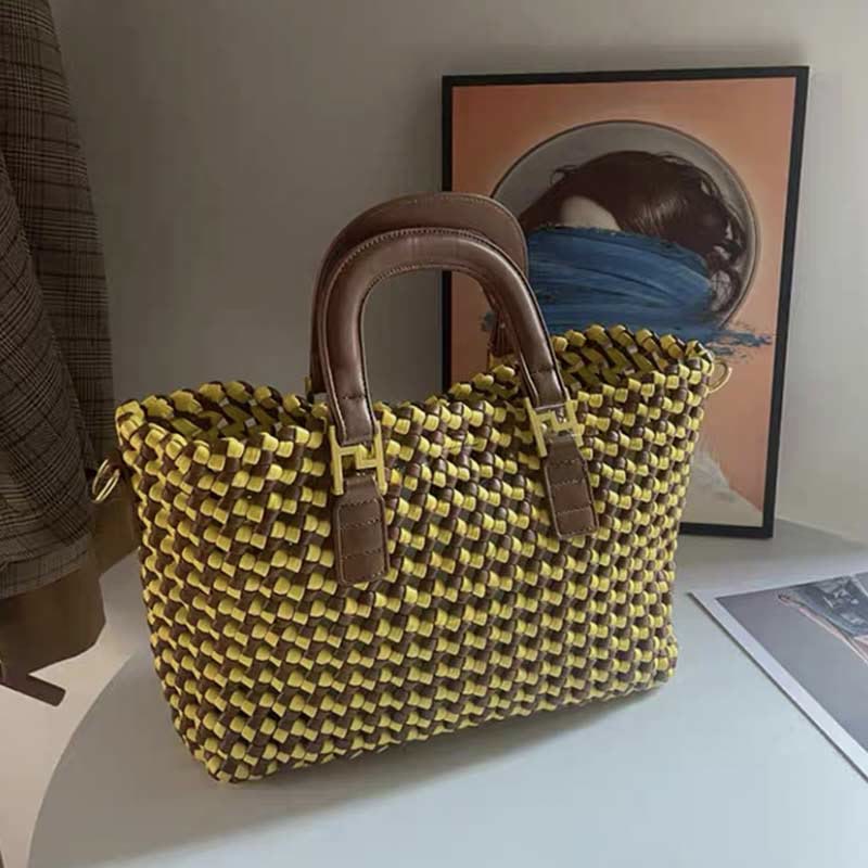 Handbag for Women Woven Large Capacity Leather  Crossbody Tote Bag