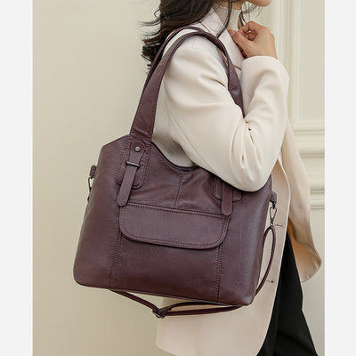 Lightweight Tote Detachable Strap Leather Underarm Bag For Women Commuter