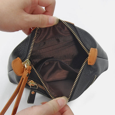 Handheld Leather Clutch Lightweight Large Space Wrist Zipper Wallet