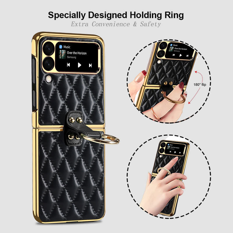 Phone Case For Z Flip Folding Rhombic Style Ring Case