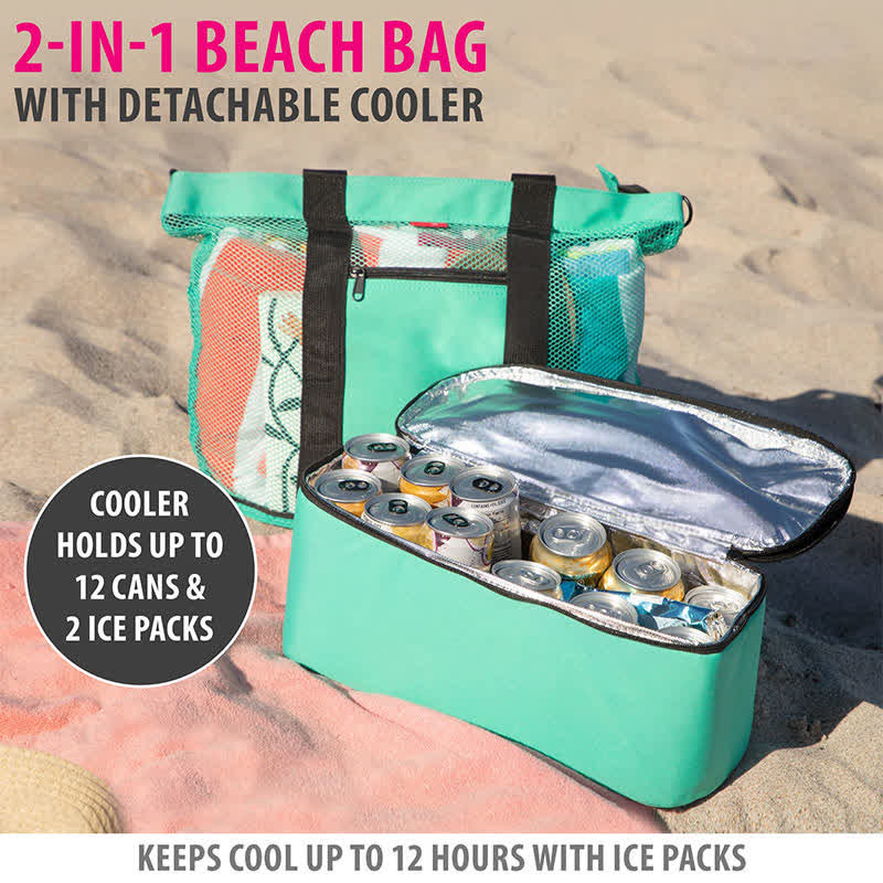 High Capacity Beach Bag Tote Waterproof Sandproof Pool Bag with Cooler Compartment