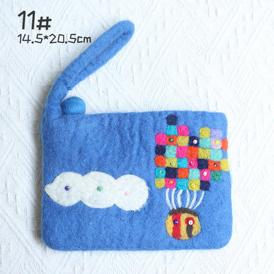 Wool Felt Coin Purse For Women Colorful Flower Cute Wallet