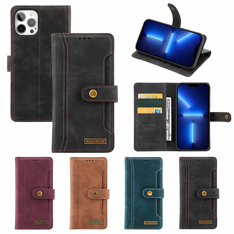 iPhone 13 12 11 Wallet Case Flip Magnetic PU Leather Cover with Kickstand Card Slot