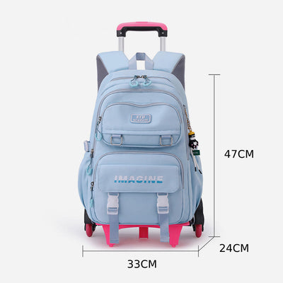 Girls Rolling Backpack For School Waterproof Nylon Wheels Purse