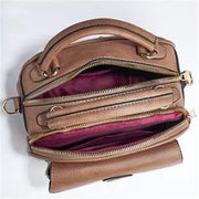Double Compartment Retro Handbag Women Detachable Strap Crossbody Purse