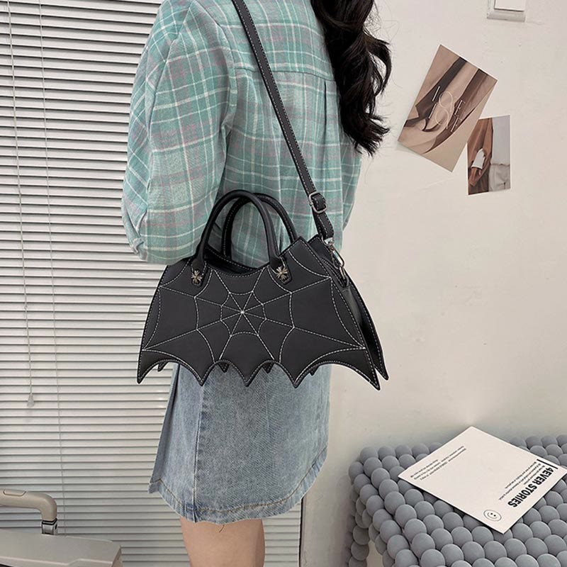 Crossbody Bag For Halloween Outfit Creative Bat Pattern Leather Bag