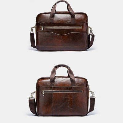 Multifunctional Genuine Leather Laptop Briefcase