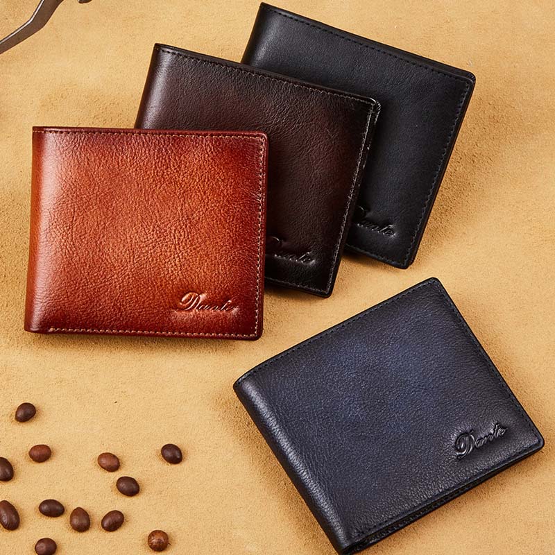 Retro Trifold Wallet For Men RFID Blocking Leather Purse