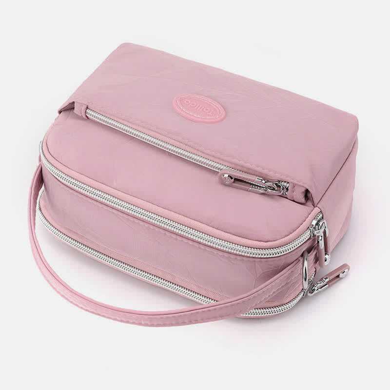 Crossbody Bag for Women Triple Zip Shoulder Bag Casual Nylon Purse