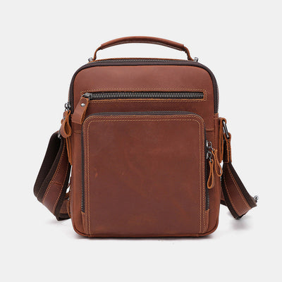 Small Messenger Bag for Men Multi-Pocket Genuine Leather Cross Body Bag