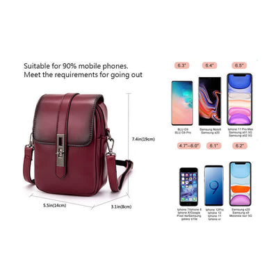 Retro Phone Bag Mini Leather Crossbody Bag Wallet Purses for Women