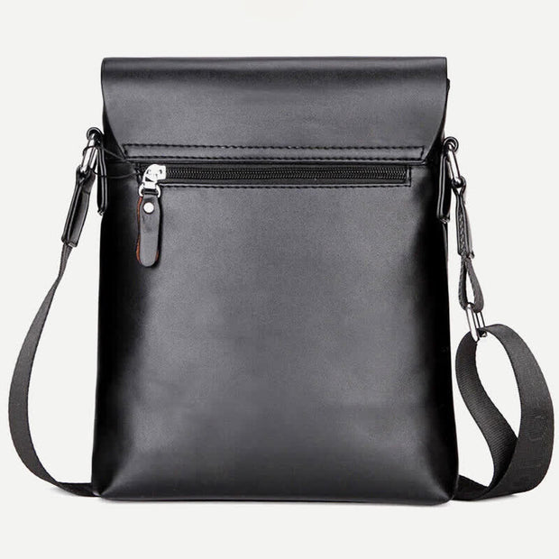 Small Messenger Bag for Men Plaid PU Leather Crossbody Shoulder Bag