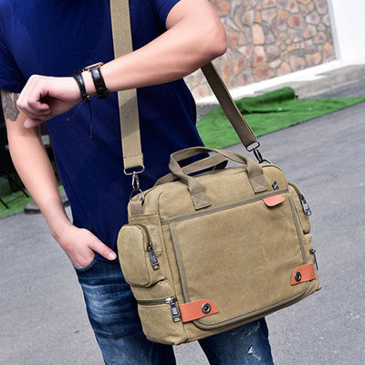 Messenger Bag for Men Casual Canvas Multi-Pocket crossbody bag