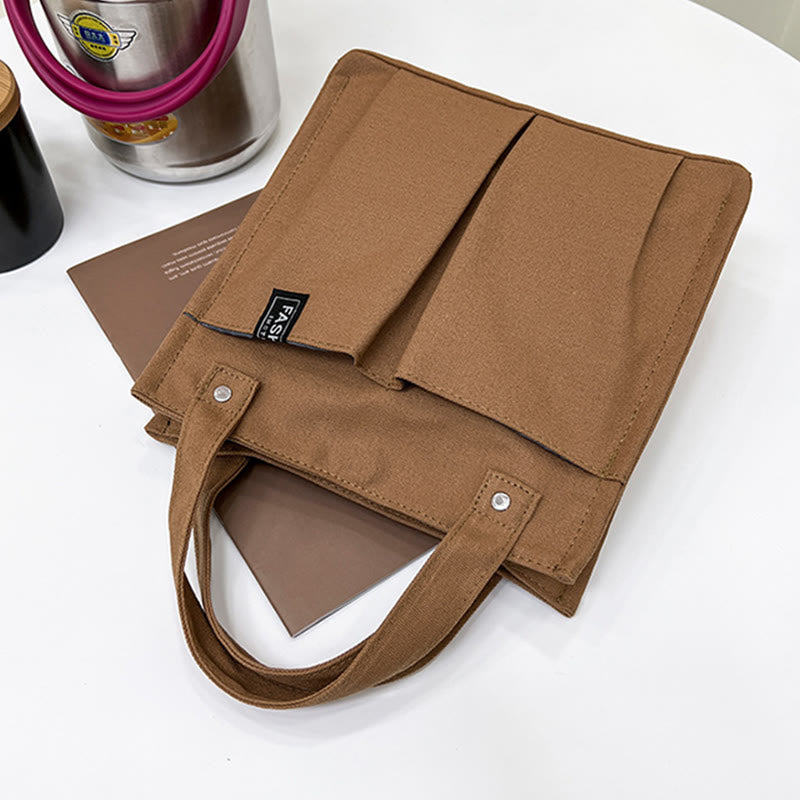 Mini Tote For Women Solid Color Simple Canvas Handbag