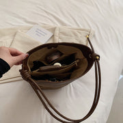Vintage Bucket Bag For Women Vegan Leather Underarm Tote
