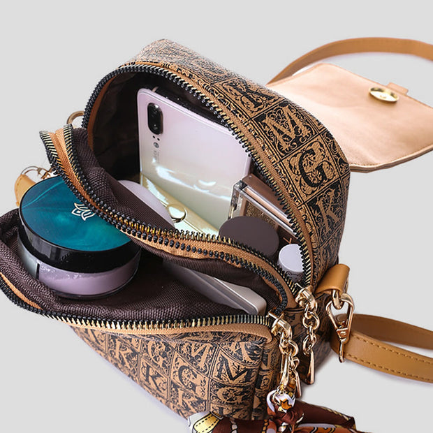 Phone Bag For Women Alphabetic Printing Ribbon Decoration Crossbody Bag