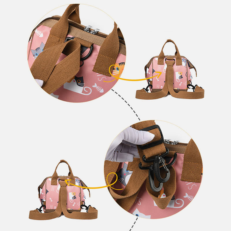 Cute Pattern Detachable Handbag Multifunctional Waterproof Oxford Mommy Bag