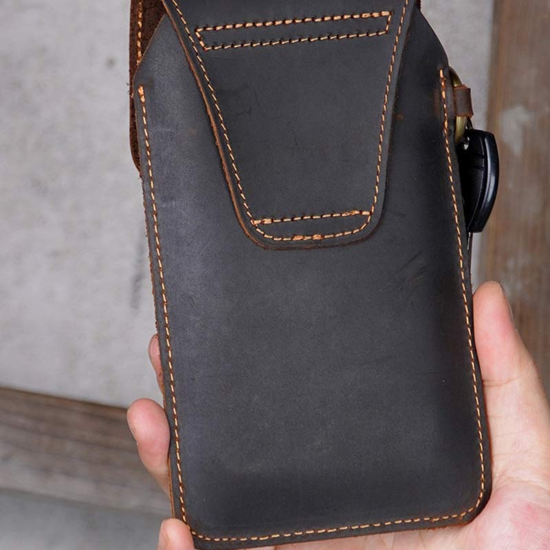 Genuine Leather Holster for Belt Universal Cell Phone Case on Belt