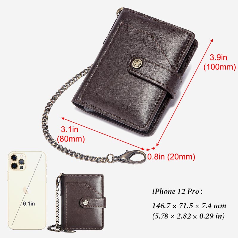 RFID Bifold Business Short Wallet With Chain