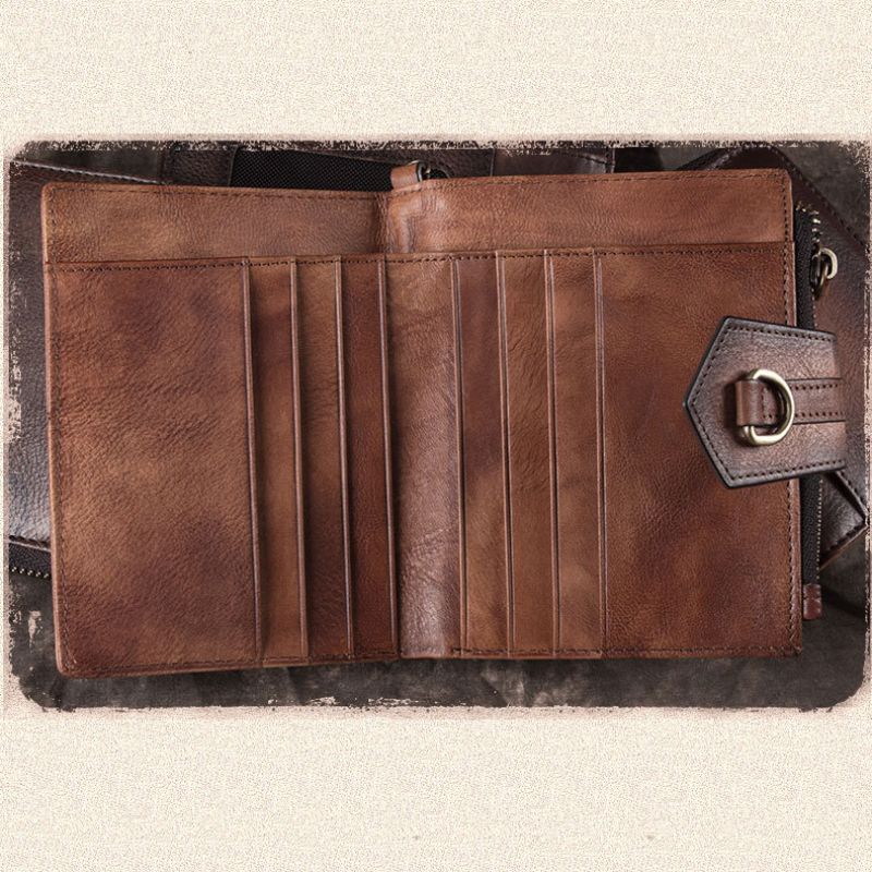 Retro Clutch Wallet for Women Genuine Leather Wristlet Credit Card Holder