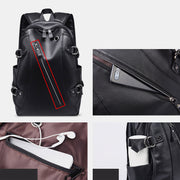 Multifunctional Anti-theft Large Capacity Leather Backpack With USB Charging Port