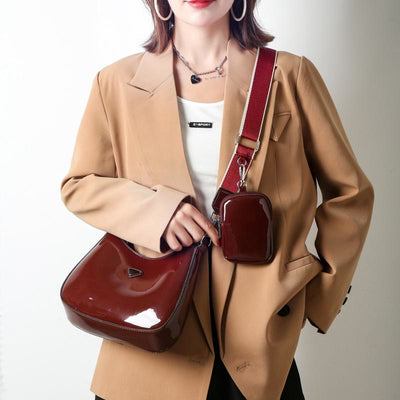 Crossbody Bag For Women Vintage Glossy Portable Shoulder Bag