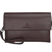 Leather Clutch for Men Triple Compartment Organizer Wrist Bag Wallet