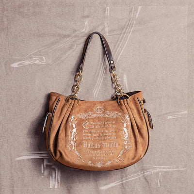 Tote Bag For Women Vintage Alphabet Embroidery Chain Shoulder Bag
