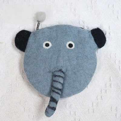 Wool Felt Coin Purse Cute Cartoon Furry Animal Shape Wallet