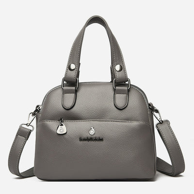 Triple Compartment Commuter Top Handbag For Women Minimalist Crossbody Bag