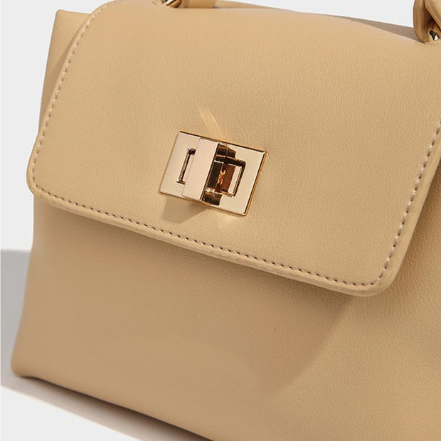 Top-Handle Bag For Women Plain Color Vintage Soft Leather Crossbody Bag