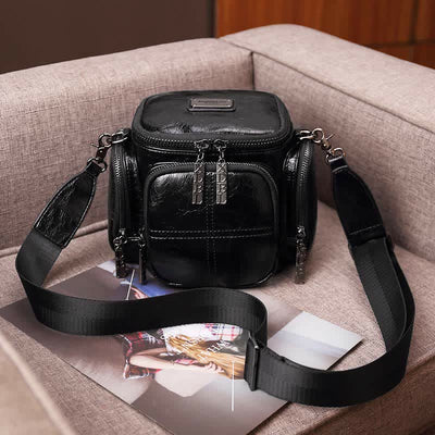 Retro Small Camera Bag for Women Oil Wax Leather Crossbody Purse