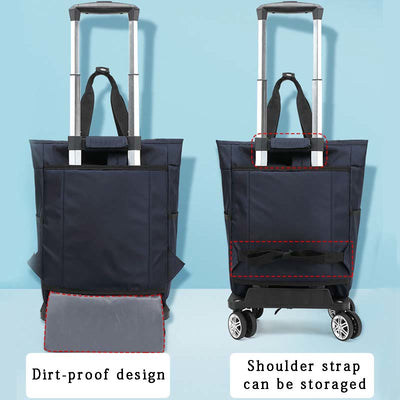 Rolling Tote For Short Travel Lightweight Pull Rod Shopping Handbag