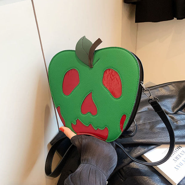Halloween Crossbody Bag For Women Green Apple Skull Pattern Bag