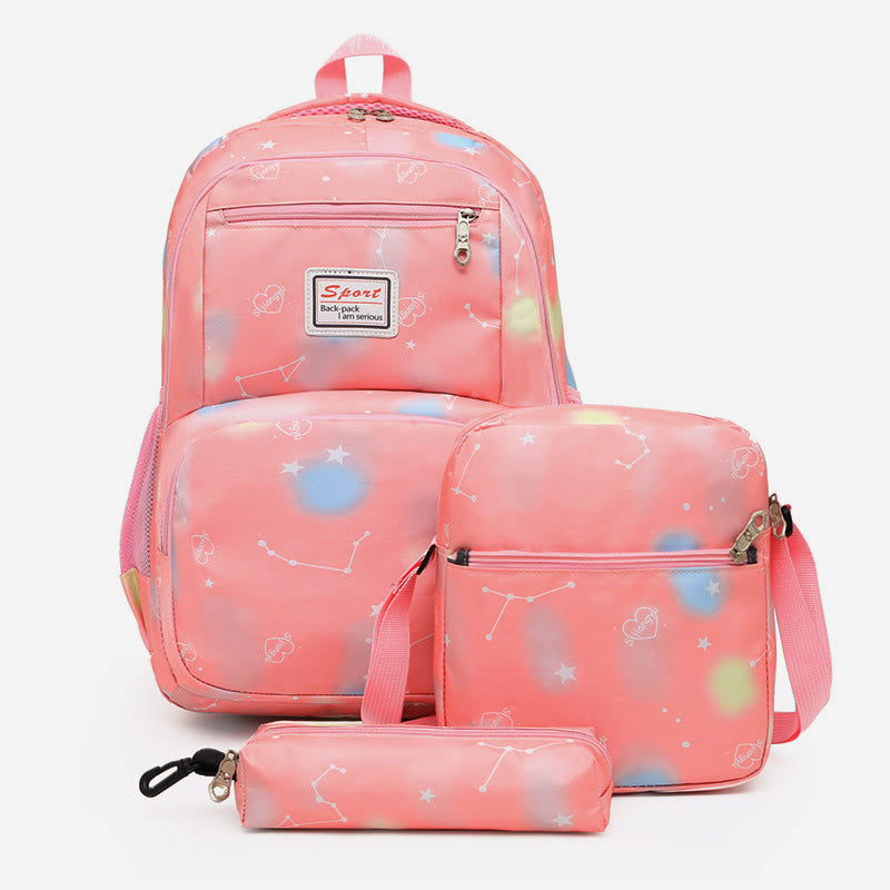 Backpack For Kids School Three-Piece Light Color Print Daypack