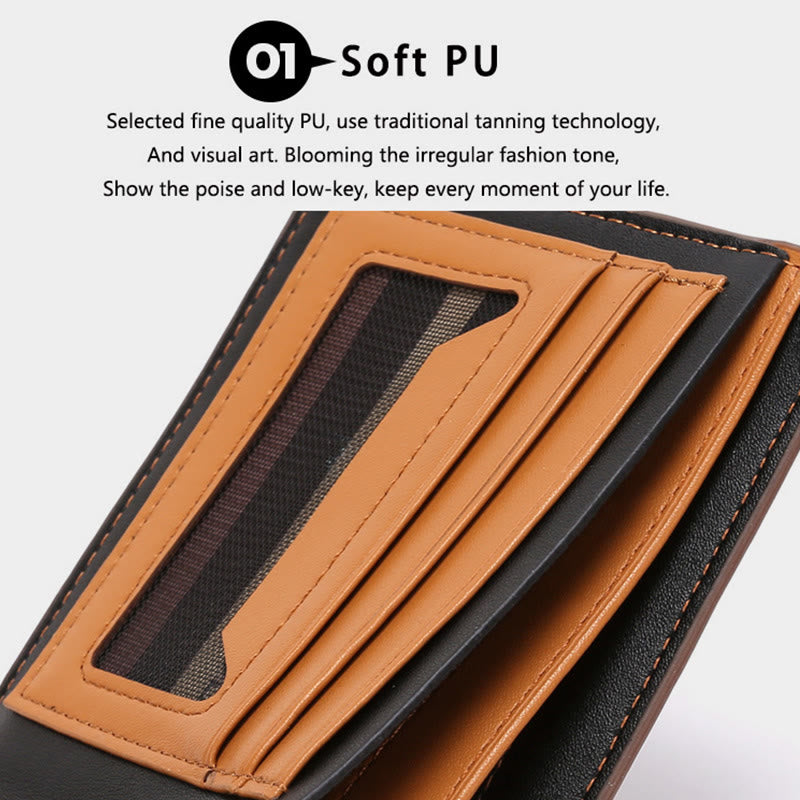 Wallet For Men PU Leather Business Style Short Money Clip