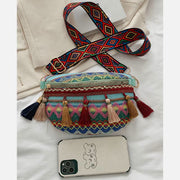 Folk Custom Sling Bag Women Tassel Crossbody Chest Bag