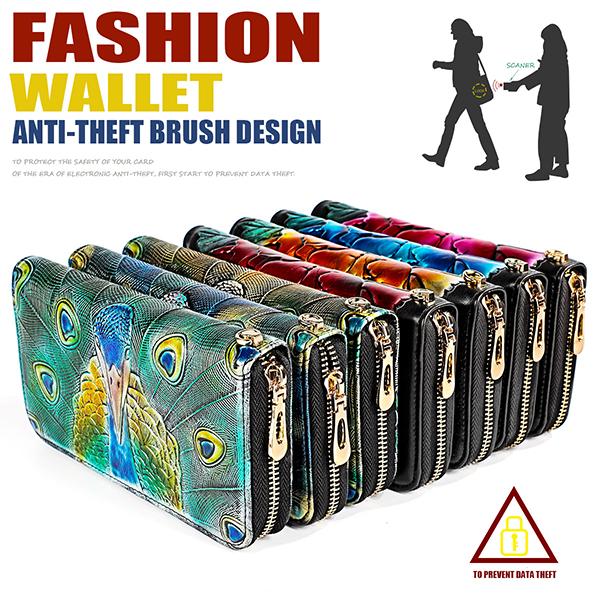 RFID Genuine Leather Large Capacity Printing Wallet